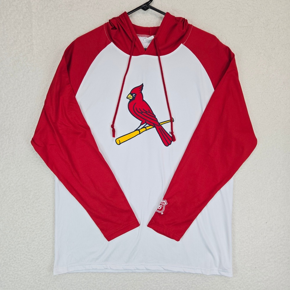 MLB St Louis Cardinals Hoodie Mens XL White Red Raglan Bird Bat‎ Phillips 66 Top - Picture 3 of 11